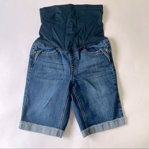 Haute Mama blue maternity long shorts size small